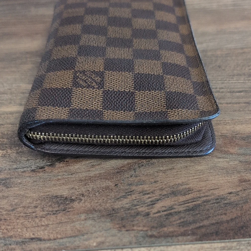 Louis Vuitton Rich Brown Damier Ebene Leather Zippy Long Wallet